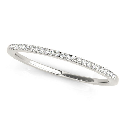 White gold Round Diamond Pavé Set Slim Band with Shared Prong Setting