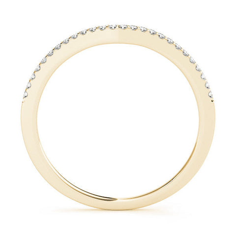 Yellow gold Pavé Round Diamond Curved Wedding Band