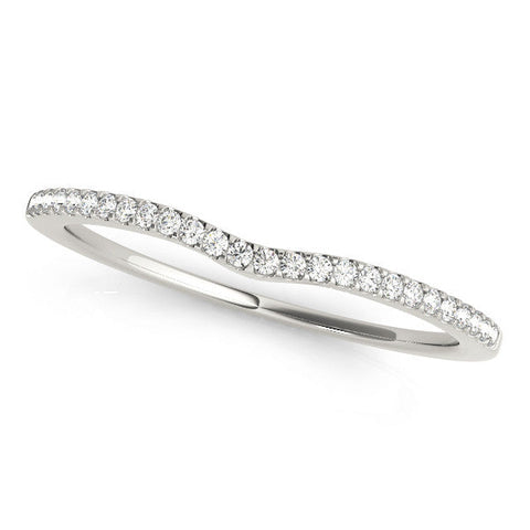 White gold Pavé Round Diamond Curved Wedding Band