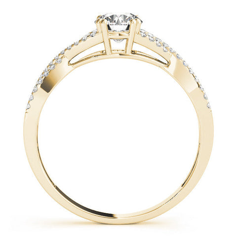 Yellow gold Round Solitaire Twist Band with Pavé Setting and Four-Prong Setting