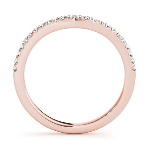 Rose gold Round Diamond Pavé Set Curved Wedding Band