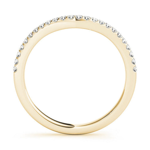 Yellow gold Round Diamond Pavé Set Curved Wedding Band