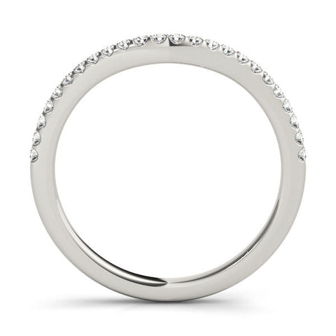 White gold Round Diamond Pavé Set Curved Wedding Band