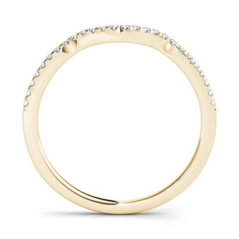 Yellow gold Pavé Round Diamond Curved Band with Micro Prong Setting