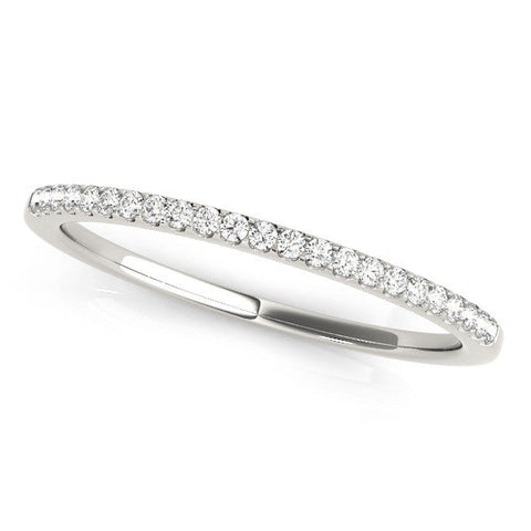 White gold Round Diamond Pavé Set Slim Band with Micro Prong Setting