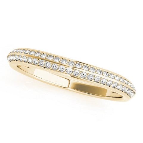 Yellow gold Double Row Round Diamond Pavé Eternity Band