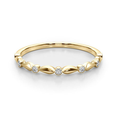 Yellow gold Bezel-Set Round Diamond Marquise Eternity Band