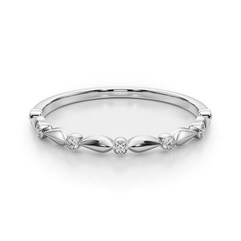 White gold Bezel-Set Round Diamond Marquise Eternity Band