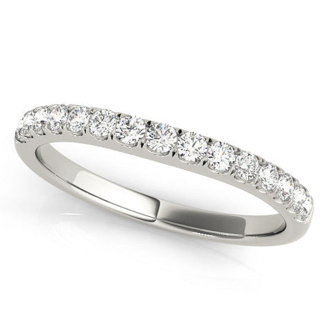 White gold Round Diamond Half Eternity Band with Pavé Setting