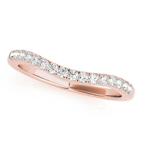 Rose gold Pavé Round Diamond Curved Band with Shared Prong Setting
