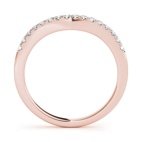 Rose gold Pavé Round Diamond Curved Band with Shared Prong Setting