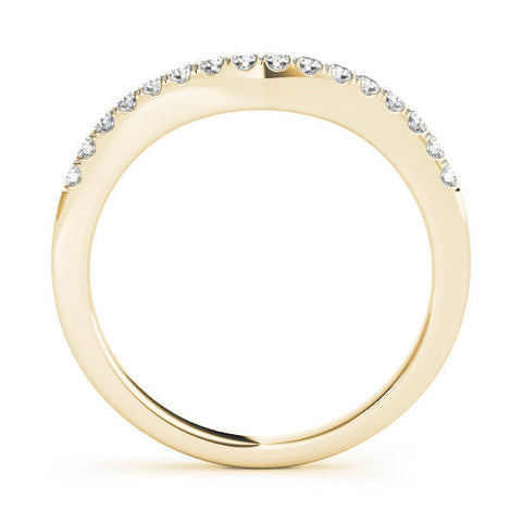 Yellow gold Pavé Round Diamond Curved Band with Shared Prong Setting