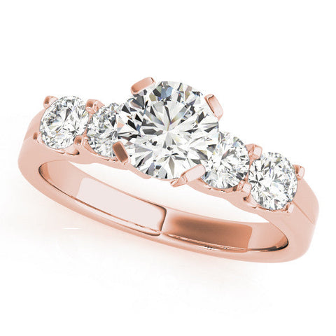 Rose gold Pear Brilliant Cut Diamond Five-Stone Prong Set Engagement Ring with Channel Band