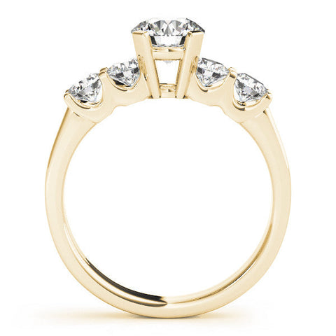 Yellow gold Pear Brilliant Cut Diamond Five-Stone Prong Set Engagement Ring with Channel Band