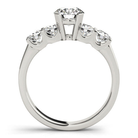 Platinum Pear Brilliant Cut Diamond Five-Stone Prong Set Engagement Ring with Channel Band