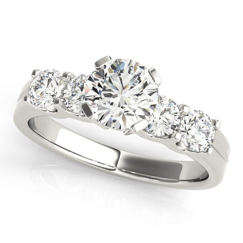 Platinum Pear Brilliant Cut Diamond Five-Stone Prong Set Engagement Ring with Channel Band
