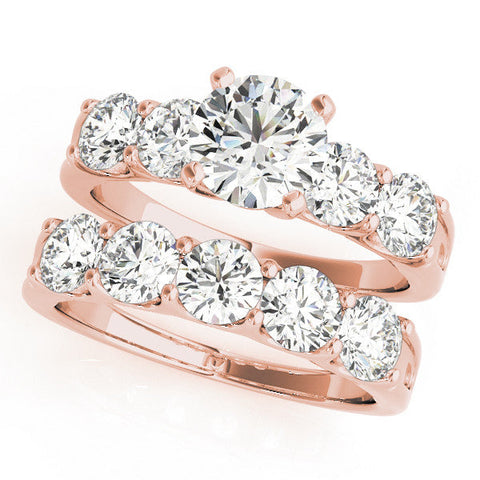 Rose gold Cushion Brilliant Diamond Five-Stone Engagement Ring with Prong Setting on a Classic Band