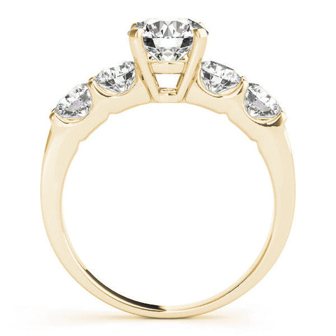 Yellow gold Pear Brilliant Diamond Five-Stone Engagement Ring with Prong Setting on a Classic Band