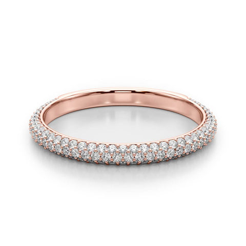 Rose gold Three-Row Round Diamond Pavé Eternity Band