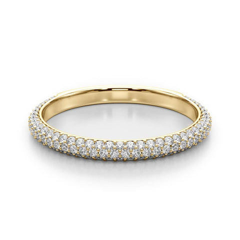 Yellow gold Three-Row Round Diamond Pavé Eternity Band