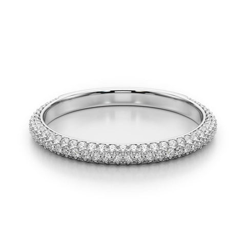 Platinum Three-Row Round Diamond Pavé Eternity Band