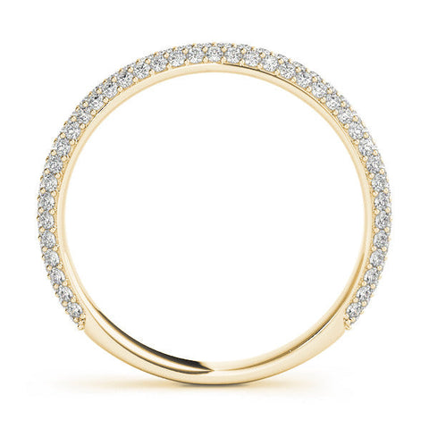 Yellow gold Three-Row Round Diamond Pavé Eternity Band