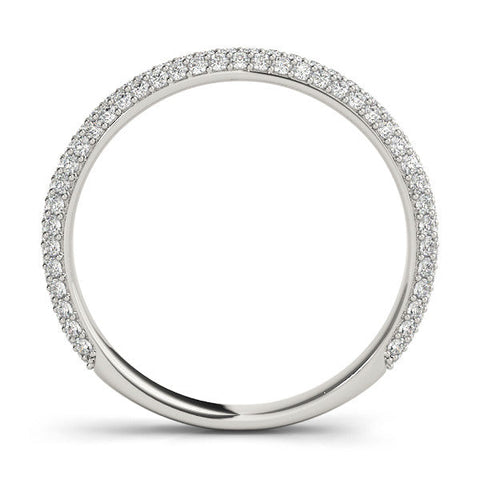 Silver Three-Row Round Diamond Pavé Eternity Band