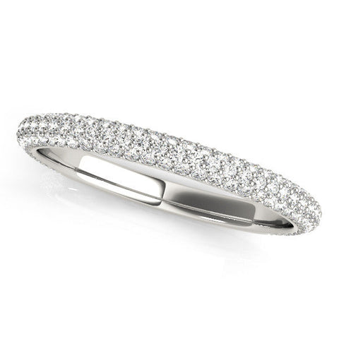 Silver Three-Row Round Diamond Pavé Eternity Band