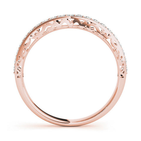 Rose gold Round Diamond Channel Set Eternity Band with Filigree Detailing