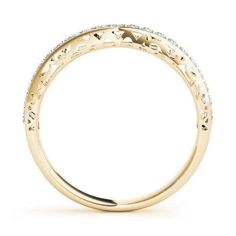 Yellow gold Round Diamond Channel Set Eternity Band with Filigree Detailing
