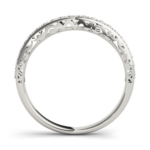 White gold Round Diamond Channel Set Eternity Band with Filigree Detailing