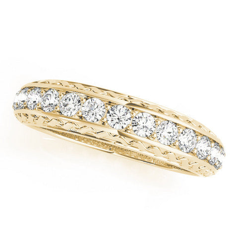 Yellow gold Round Diamond Channel Set Milgrain Eternity Band