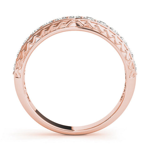 Rose gold Round Diamond Channel Set Milgrain Eternity Band