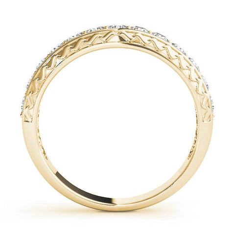 Yellow gold Round Diamond Channel Set Milgrain Eternity Band