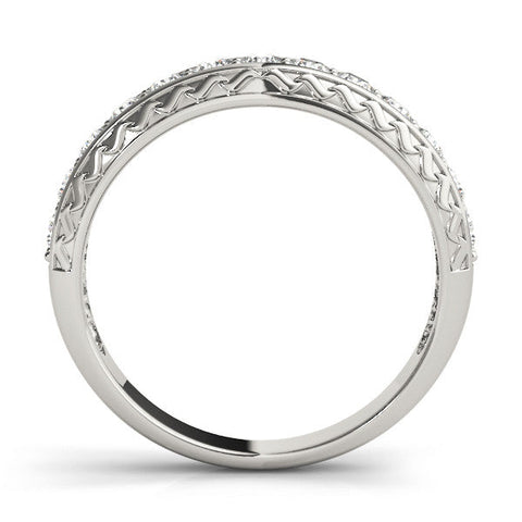 White gold Round Diamond Channel Set Milgrain Eternity Band
