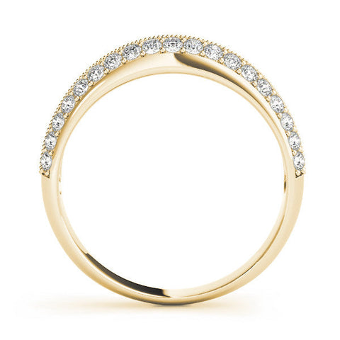 Yellow gold Round Diamond Pave Eternity Band with Milgrain Edging