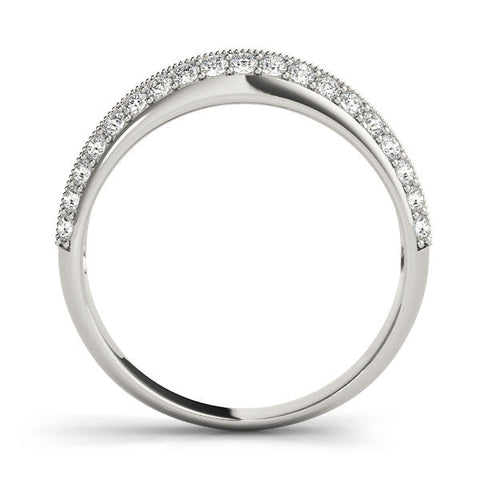 White gold Round Diamond Pave Eternity Band with Milgrain Edging