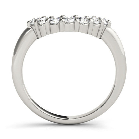 Silver Curved Round Diamond Pave Band with Prong Setting
