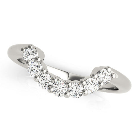 Silver Curved Round Diamond Pave Band with Prong Setting