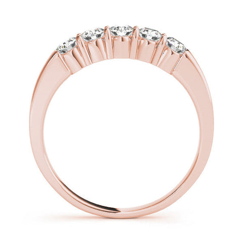 Rose gold Five-Stone Round Diamond Channel Set Band with Shared Prong Setting