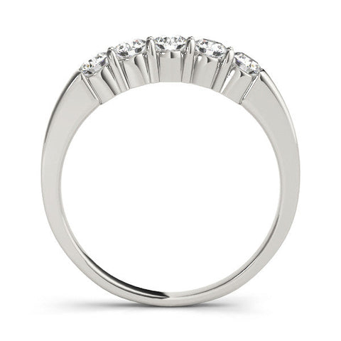 White gold Five-Stone Round Diamond Channel Set Band with Shared Prong Setting