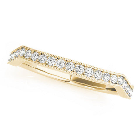 Yellow gold Milgrain Channel-Set Round Diamond Contour Band