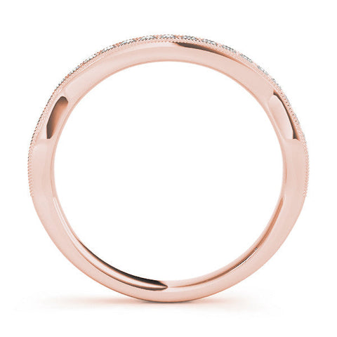 Rose gold Milgrain Channel-Set Round Diamond Contour Band