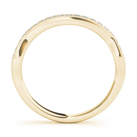 Yellow gold Milgrain Channel-Set Round Diamond Contour Band