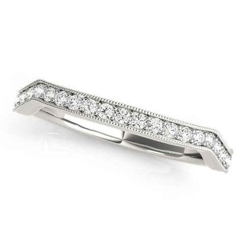 White gold Milgrain Channel-Set Round Diamond Contour Band