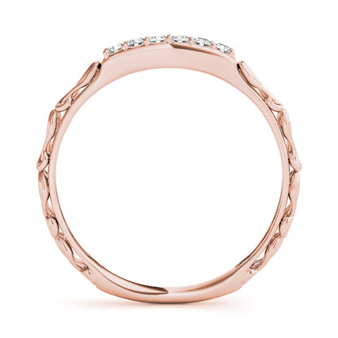 Rose gold Round Diamond Bar Set Eternity Band with Filigree Design