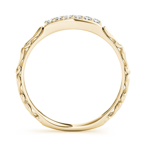 Yellow gold Round Diamond Bar Set Eternity Band with Filigree Design