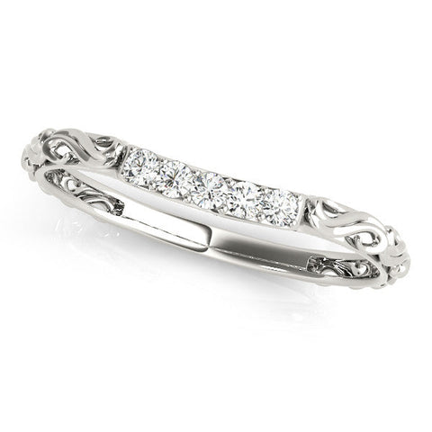 White gold Round Diamond Bar Set Eternity Band with Filigree Design