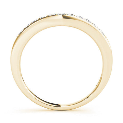 Yellow gold Channel Set Round Diamond Curved Band