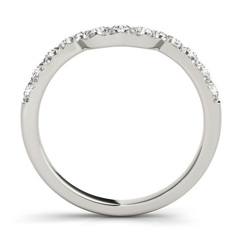 White gold Round Diamond Wavy Eternity Band with Prong Setting